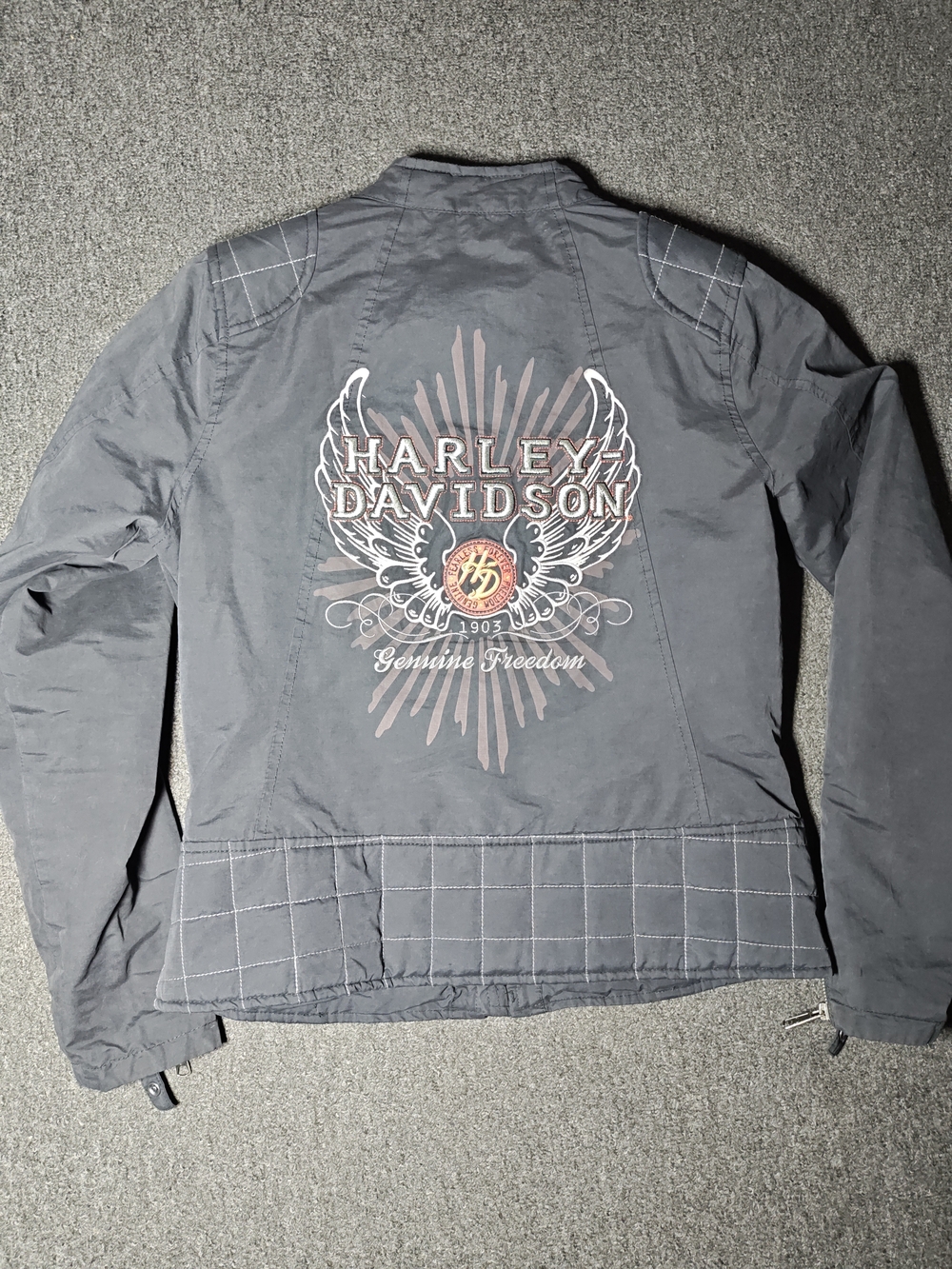 Harley Davidson Motorcycle Biker Black Full Zip Coat WOMENS SIZE M